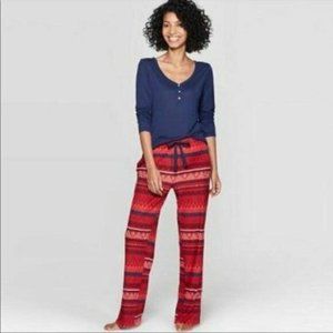 Stars Above Women's Sleep Pajama Set Size S Red Blue 2-PC Long Sleeve